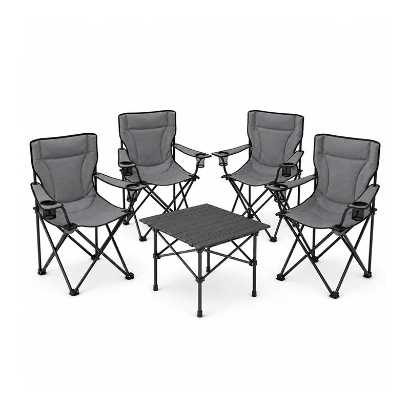 Sitzset mit vier Stühlen und einem Tisch